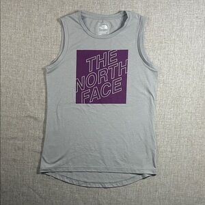 The North Face Women's Gray Muscle Tee with Purple Logo